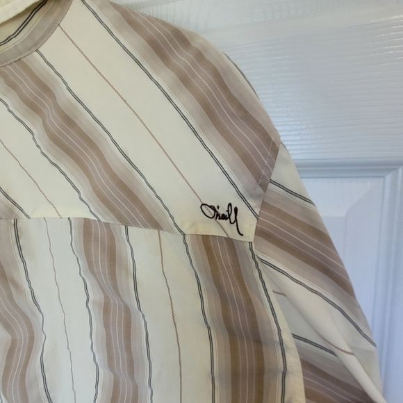 O'Neill Striped Collared Button Down Short Sleeve Shirt Men's Large - Picture 4 of 16